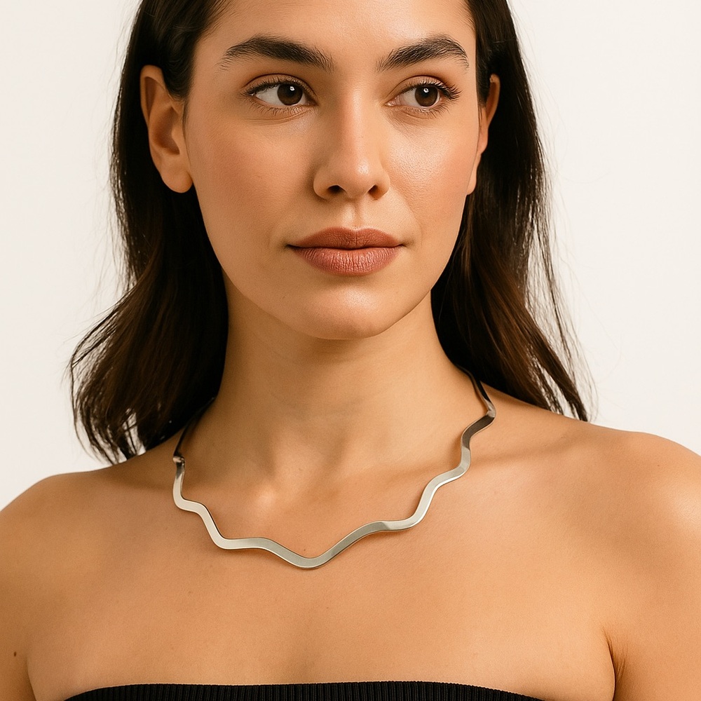 Elegant Silver 925 Wave Necklace